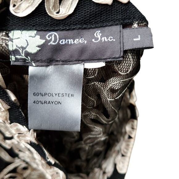 Damee Inc Black Mesh Soutache Zip Jacket & Matching Tank Top Twinset Sz L - Picture 15 of 16